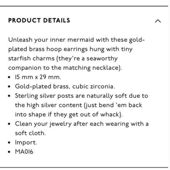 Madewell Starfish Charm Hoop Gold Earrings NWT - Picture 3 of 5